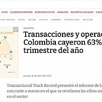 Transacciones y operaciones en Colombia cayeron 63% en el primer trimestre del ao
